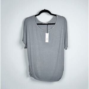 Michael Stars Racine Eco Ribbed Dolman Sleeve Boatneck Top Sterling One Size NWT